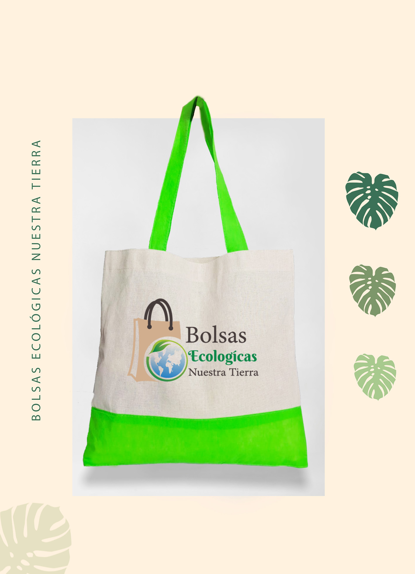 Bolsa plana ecológica de tela reutilizable